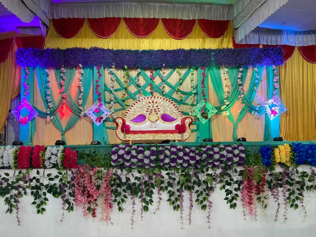 Decorated meeting and event hall stage